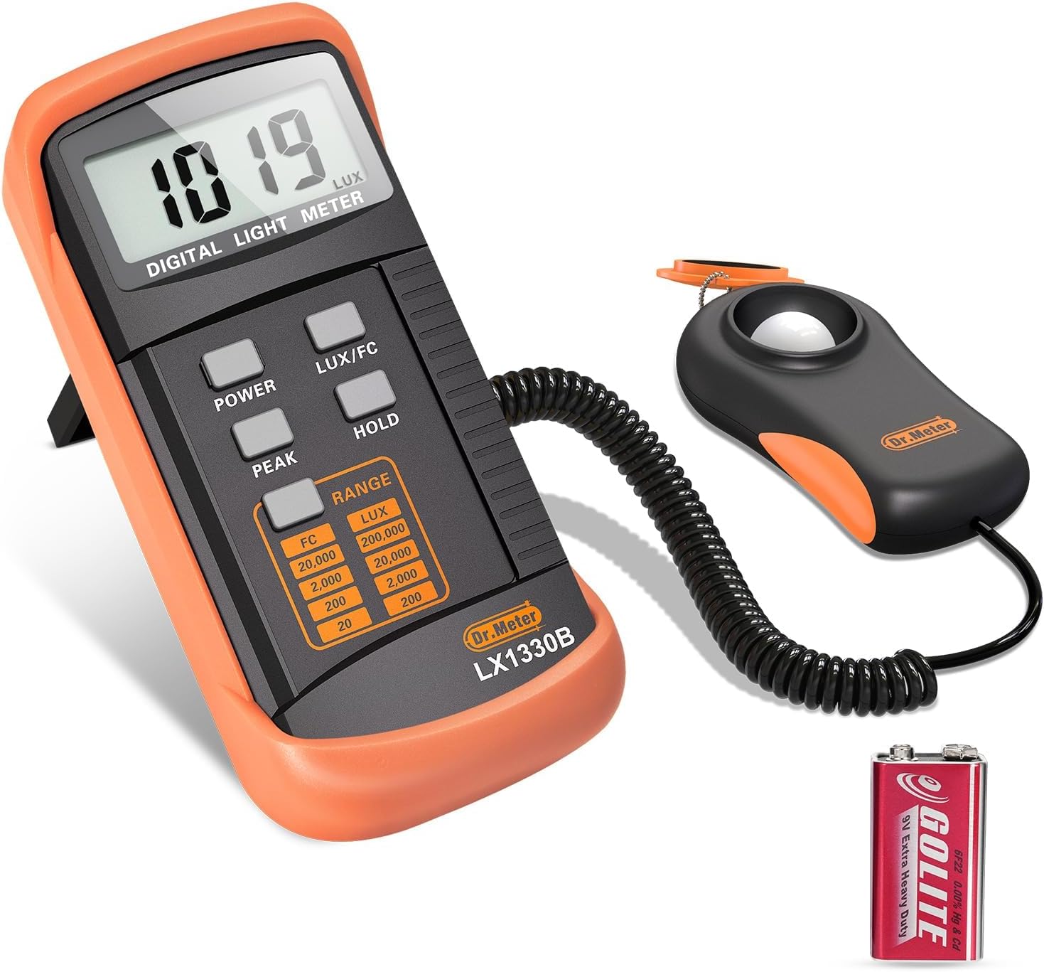Dr.meter Digital Illuminance Light Meter — 0–200,000 Lux