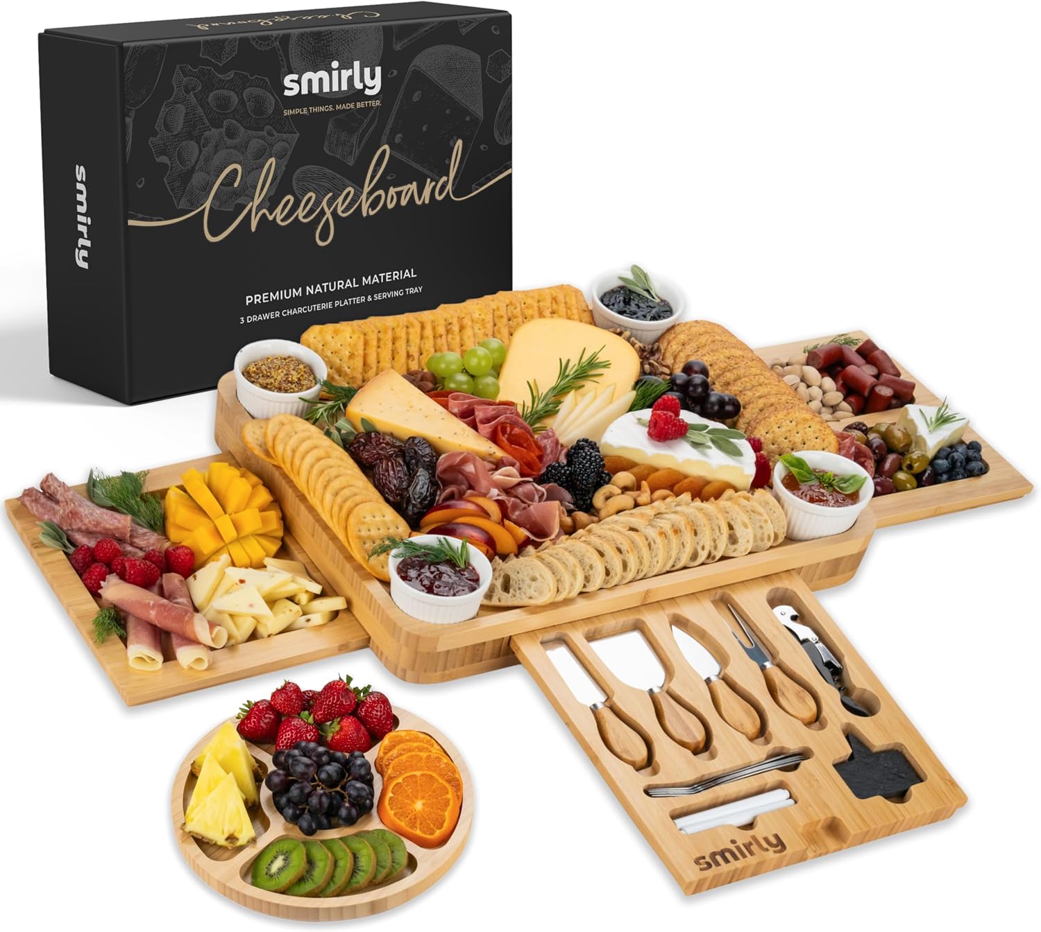 SMIRLY Bamboo Charcuterie Board Set