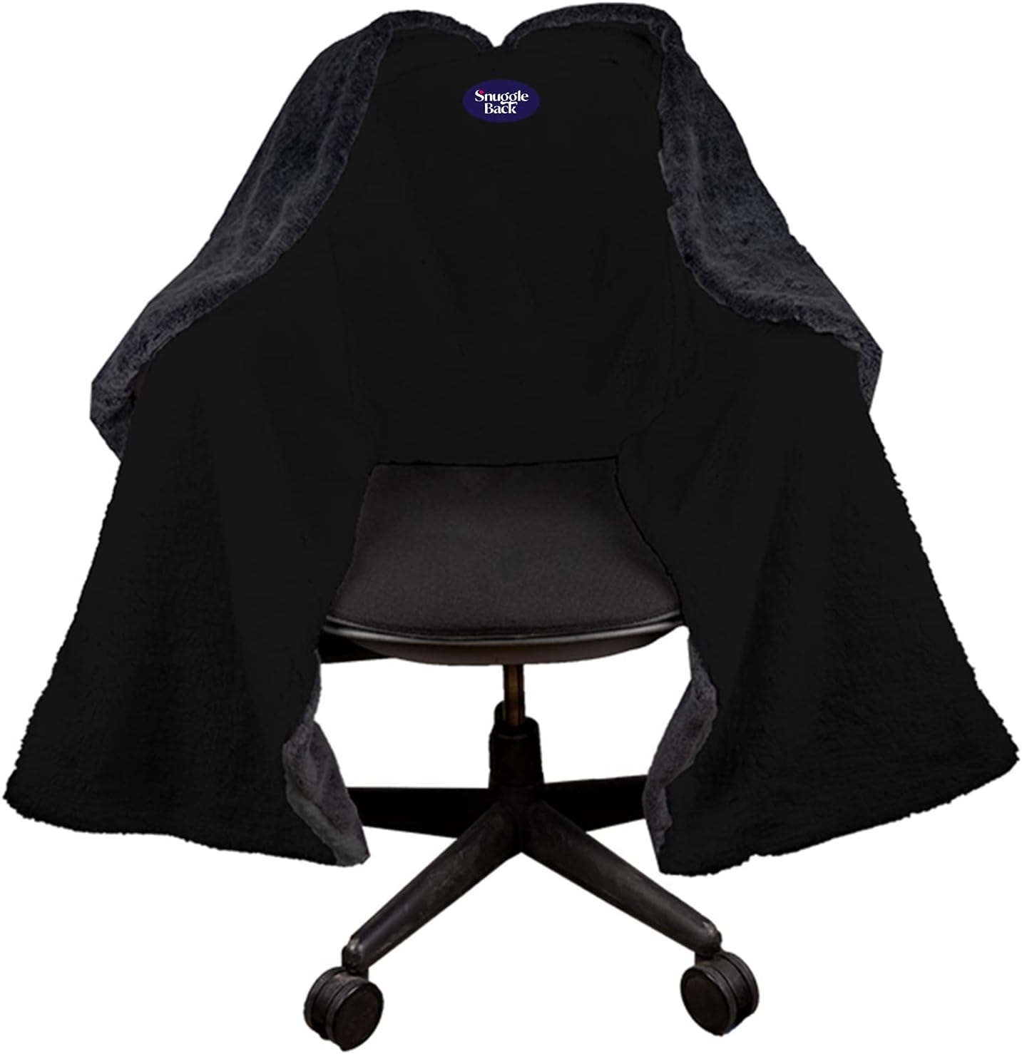 SnuggleBack Original Office Chair Blanket — Black Faux Fur