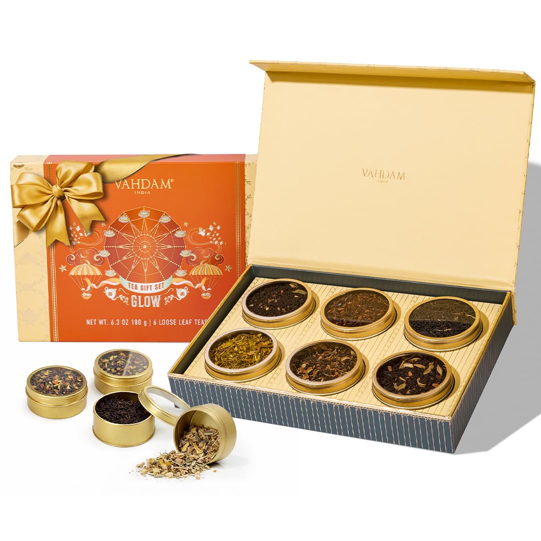 VAHDAM GLOW Tea Gift Set — 6 Loose-Leaf Tea Tins